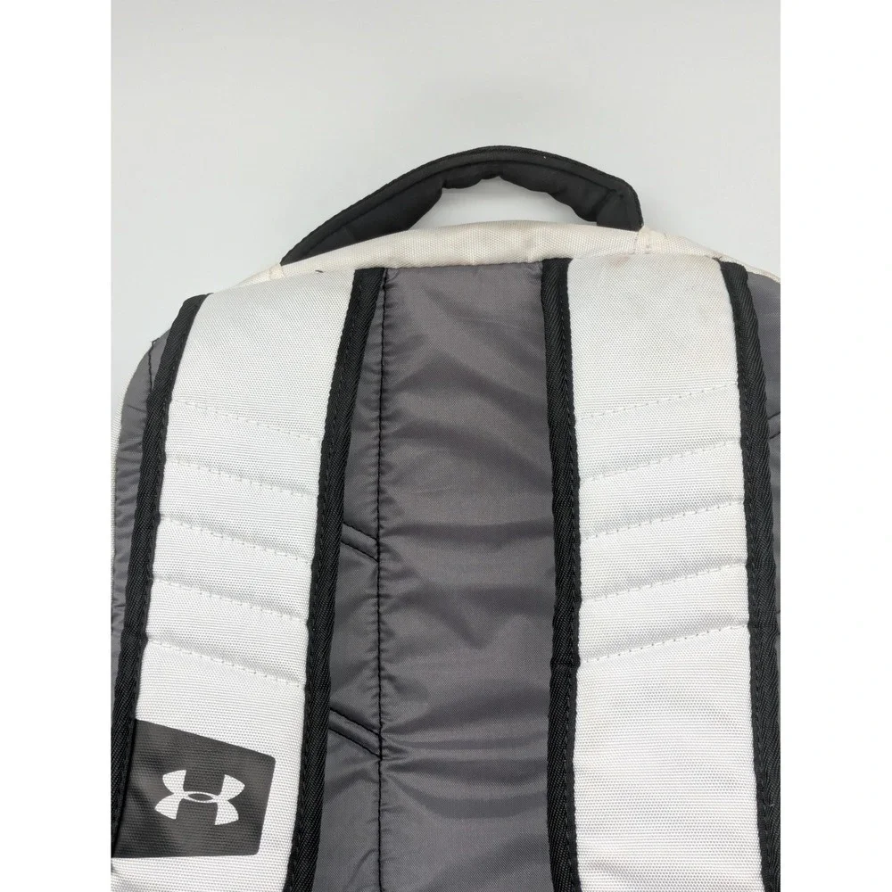 Under Armour UA Storm White Black Backpack Laptop School Gym Book Bag 20x14x5